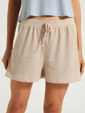 Texture Knit Boxy Shorts - Oatmeal