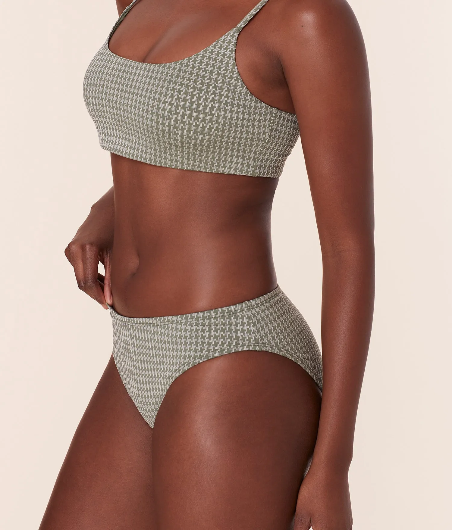 The Classic Bikini Bottom - Houndstooth - Seagrass