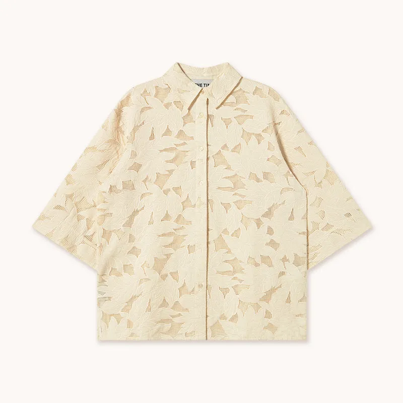 The Tiny Big Sister - Guipure shirt - light cream