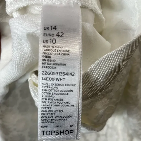 Topshop Lace Floral Shorts White, Size 10 New