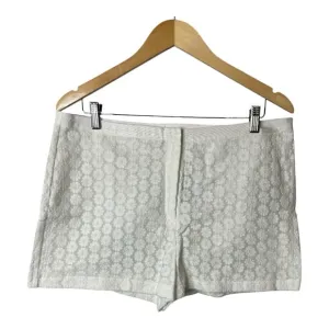 Topshop Lace Floral Shorts White, Size 10 New