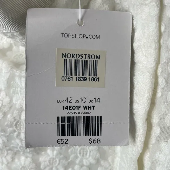 Topshop Lace Floral Shorts White, Size 10 New