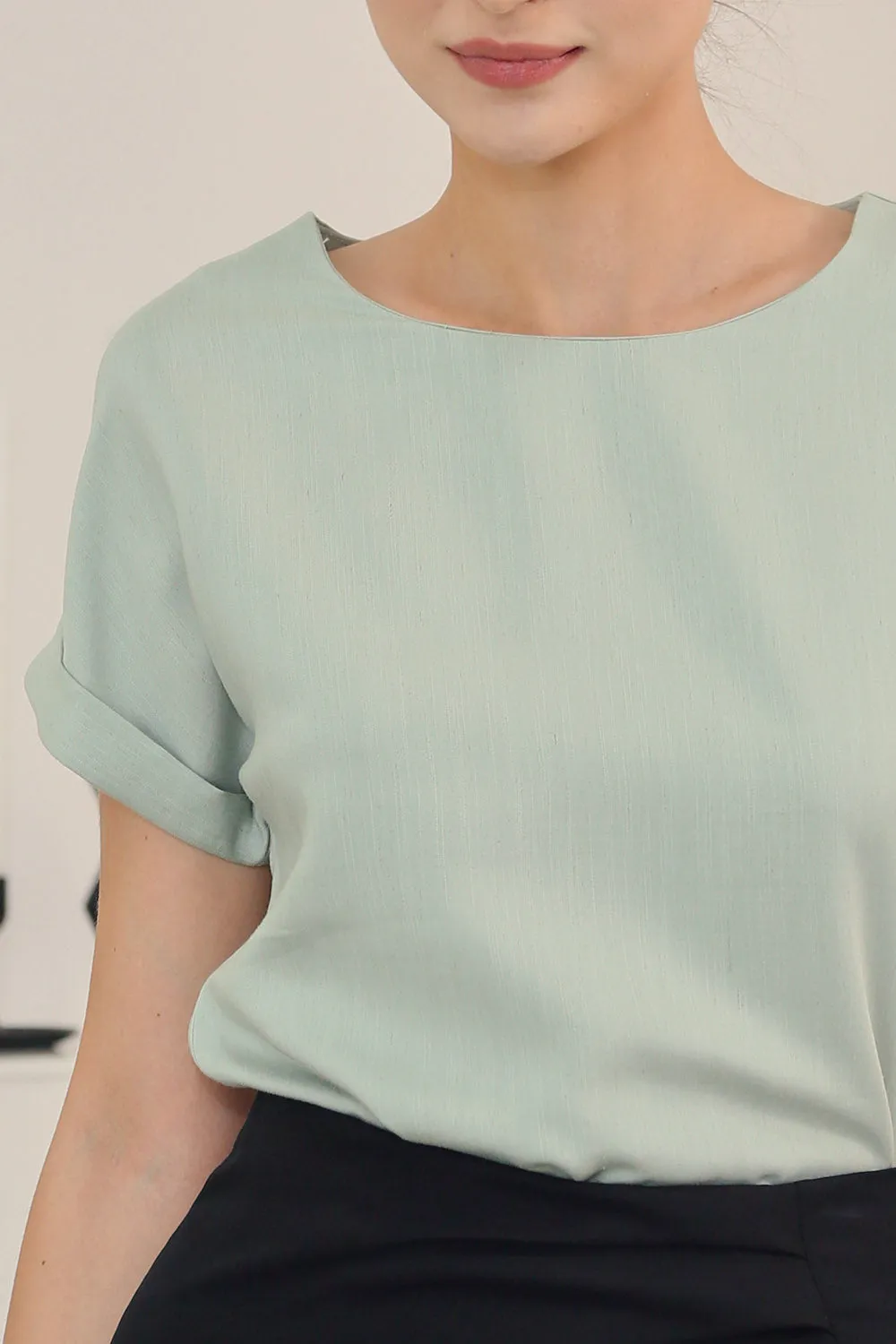 Tova Color Top in Sage Texture