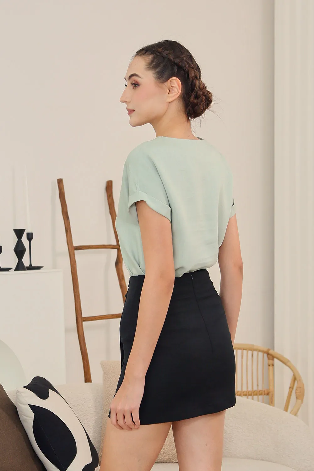 Tova Color Top in Sage Texture