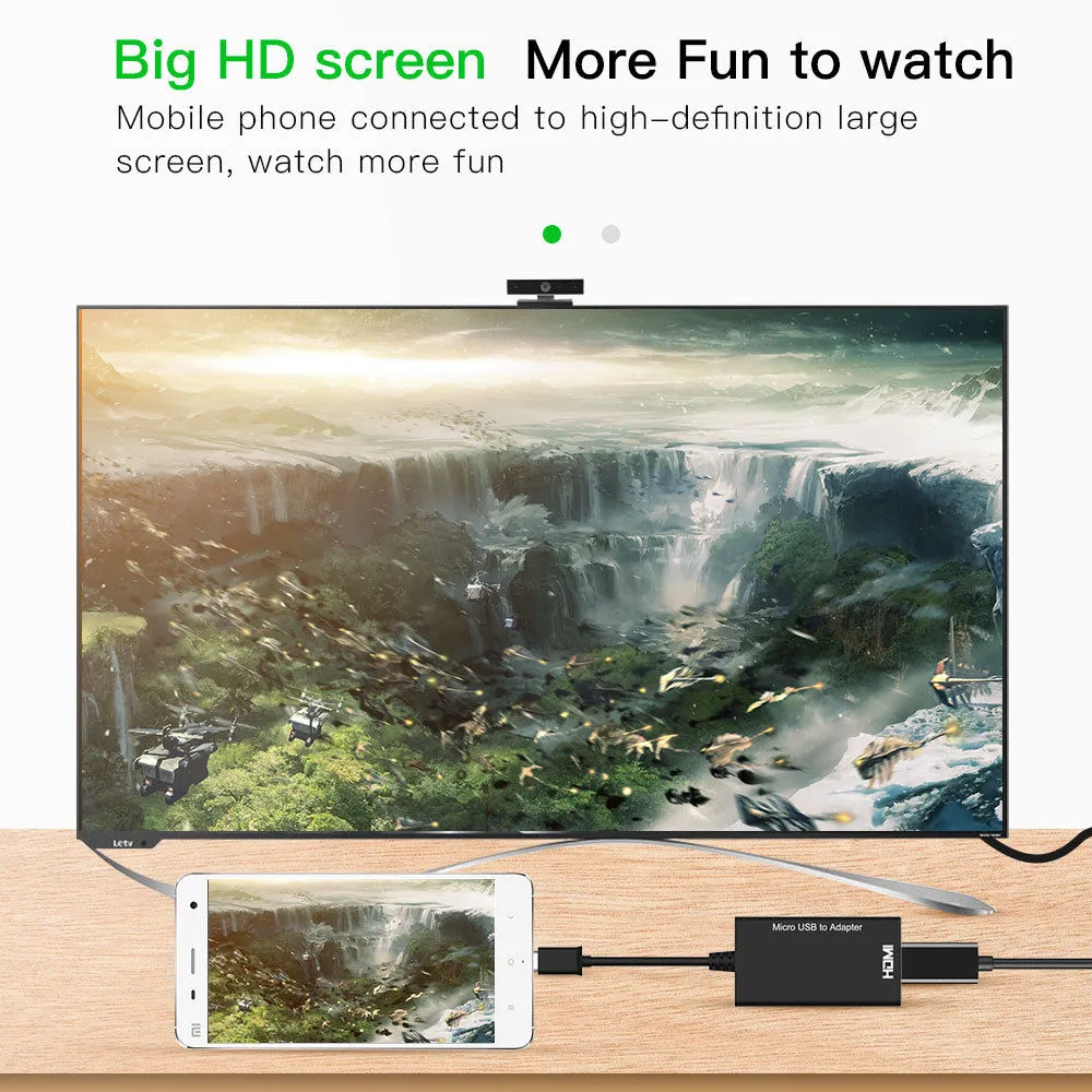 Type C & Micro USB Male to HDMI Female Adapter Cable for Cellphone Tablet TV