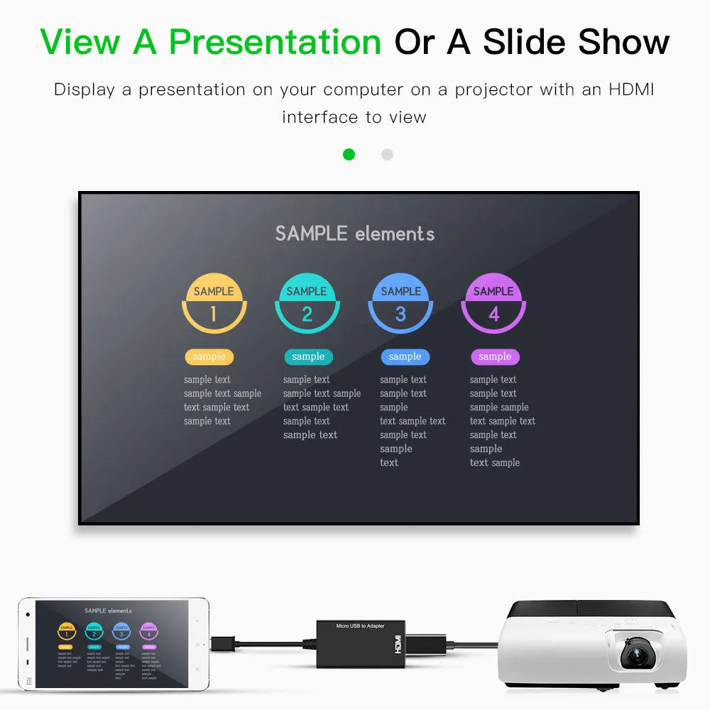 Type C & Micro USB Male to HDMI Female Adapter Cable for Cellphone Tablet TV