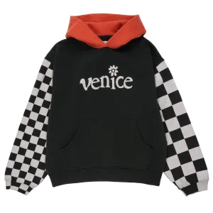 Venice Checker Sleeve Hoodie Black ERL08T021