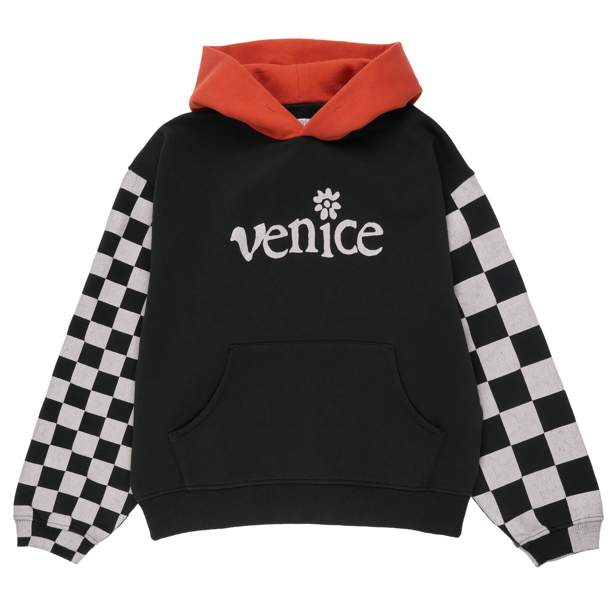 Venice Checker Sleeve Hoodie Black ERL08T021