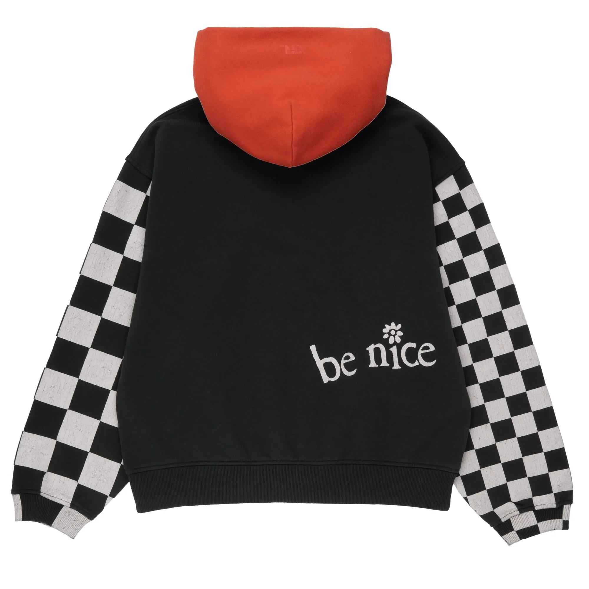 Venice Checker Sleeve Hoodie Black ERL08T021