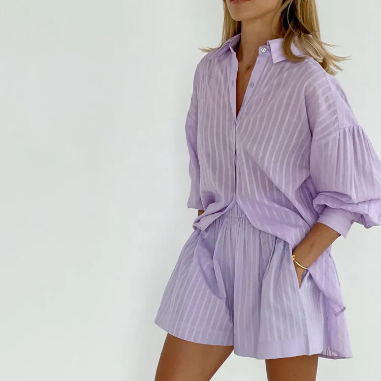 Vera - Light and Airy Button-Up & Shorts Ensemble