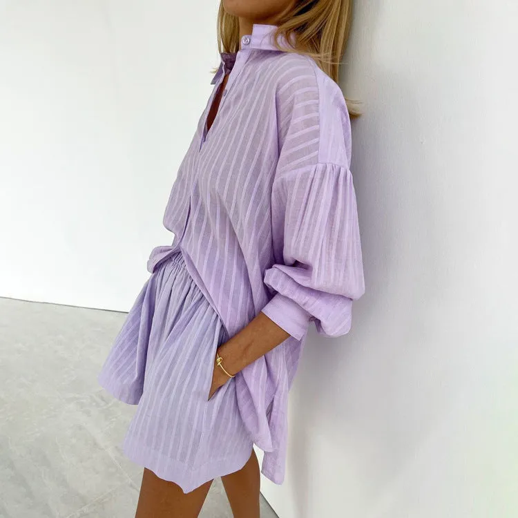 Vera - Light and Airy Button-Up & Shorts Ensemble
