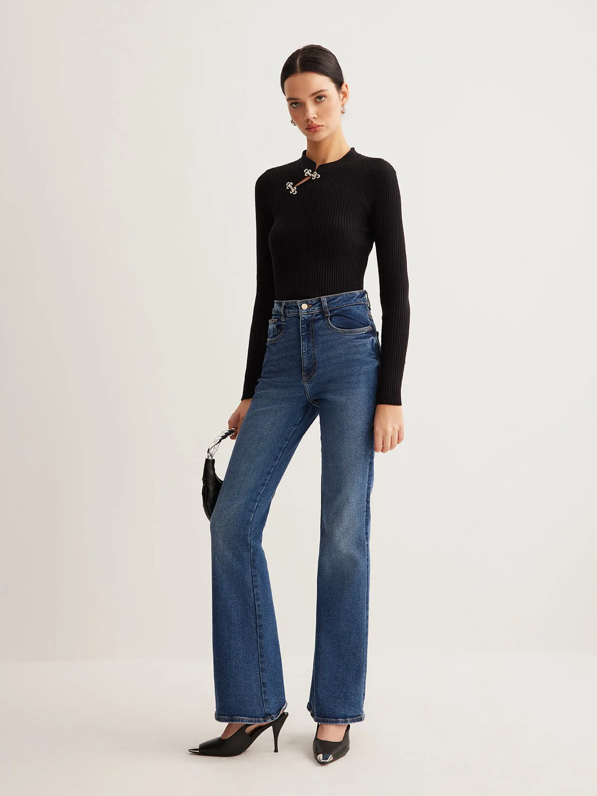 Versatile Metal Decor Knit Top