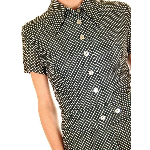Vintage Ladies Playsuit 1970s Polyester Polka Dots Small
