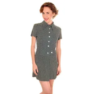 Vintage Ladies Playsuit 1970s Polyester Polka Dots Small