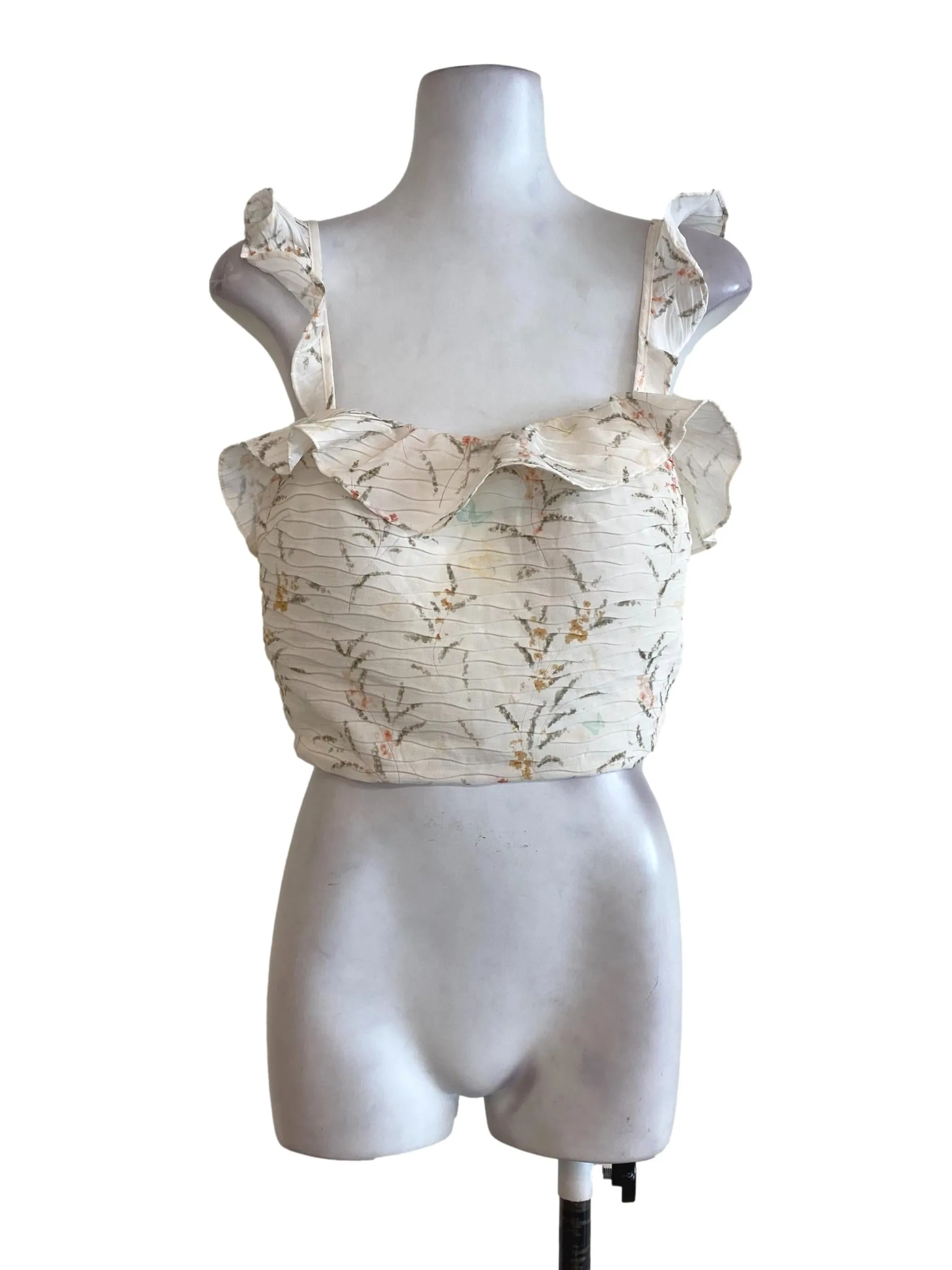 White Floral Layered Top