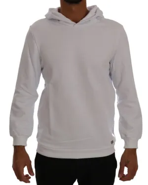 White Pullover Hooded Cotton Sweatshirt Sweater