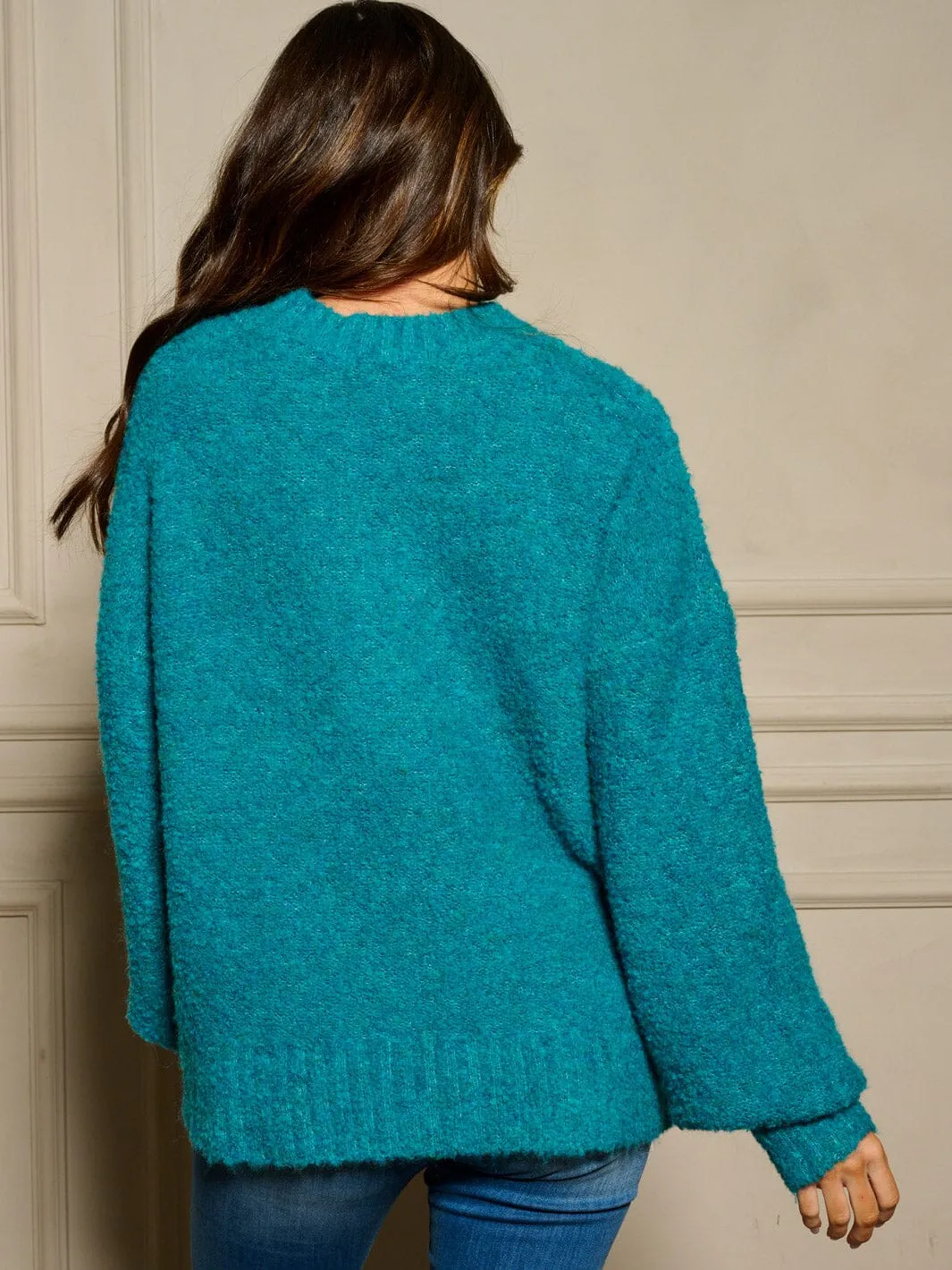 WOMEN'S LONG BALLON SLEEVE  PULLOVER SWEATER