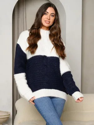 WOMEN'S LONG SLEEVE COLORBLOCK SWEATER