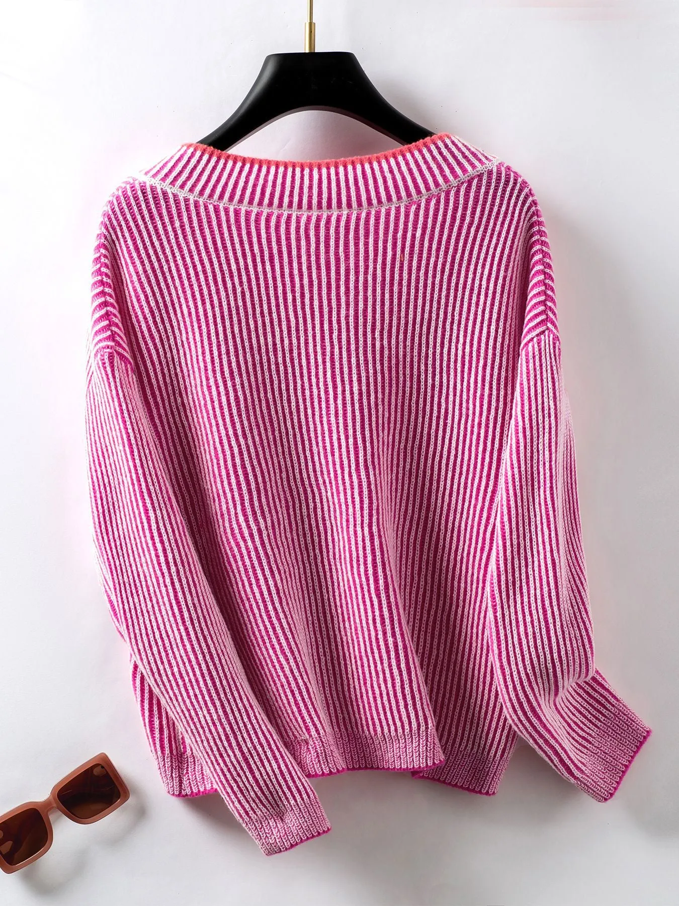 Women's Soft and Cozy Relaxed-fit Sweater with Stripes
