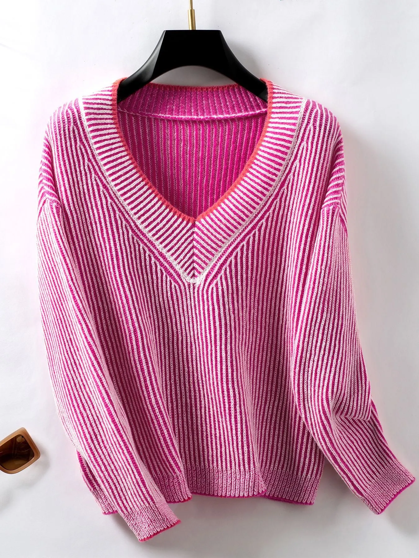 Women's Soft and Cozy Relaxed-fit Sweater with Stripes