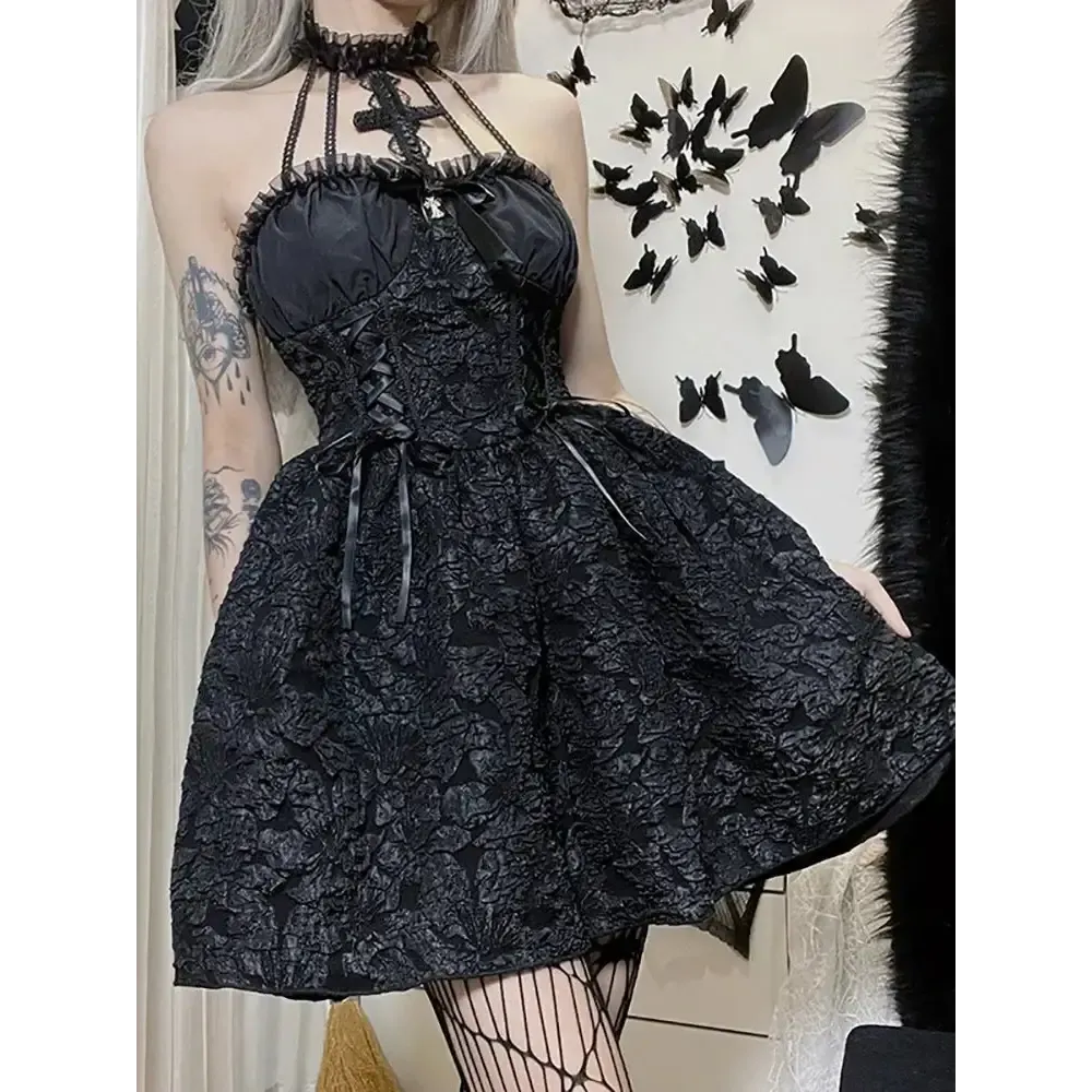 Y2K Summer Halter Mini Dress for Women in Polyester