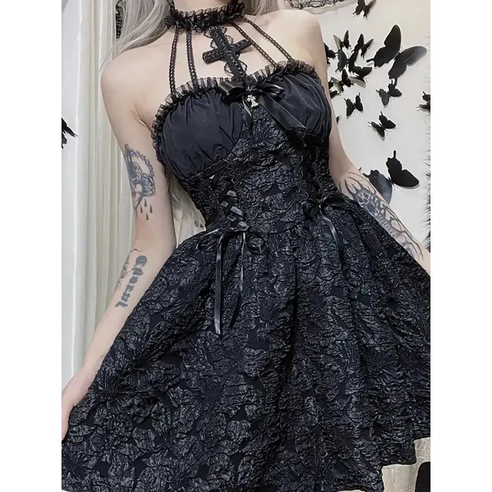 Y2K Summer Halter Mini Dress for Women in Polyester